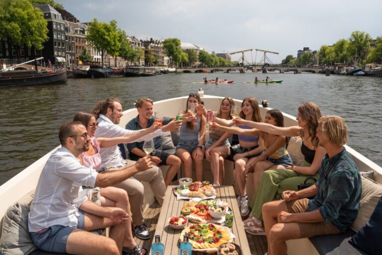 Amsterdam: German Guided Open Boat Cruise With Bar Onboard