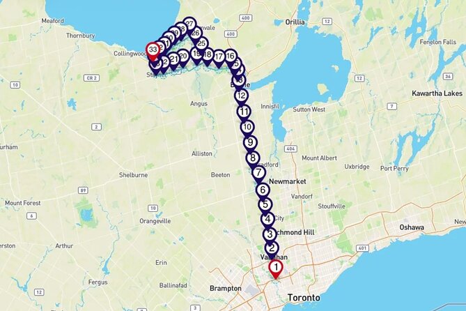 Smartphone Audio Driving Tour Between Wasaga Beach and Toronto - Tour Inclusions