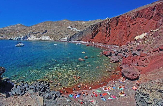 Archaeological Bus Tour to Akrotiri Excavations & Red Beach - Key Points