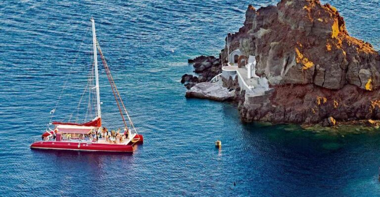 Santorini: Cruise Catamaran With BBQ & Drinks Day of Sunset