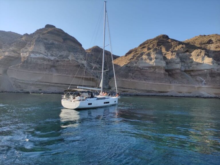 Santorini: Private Sailing Cruise With Meal & Swim Stops