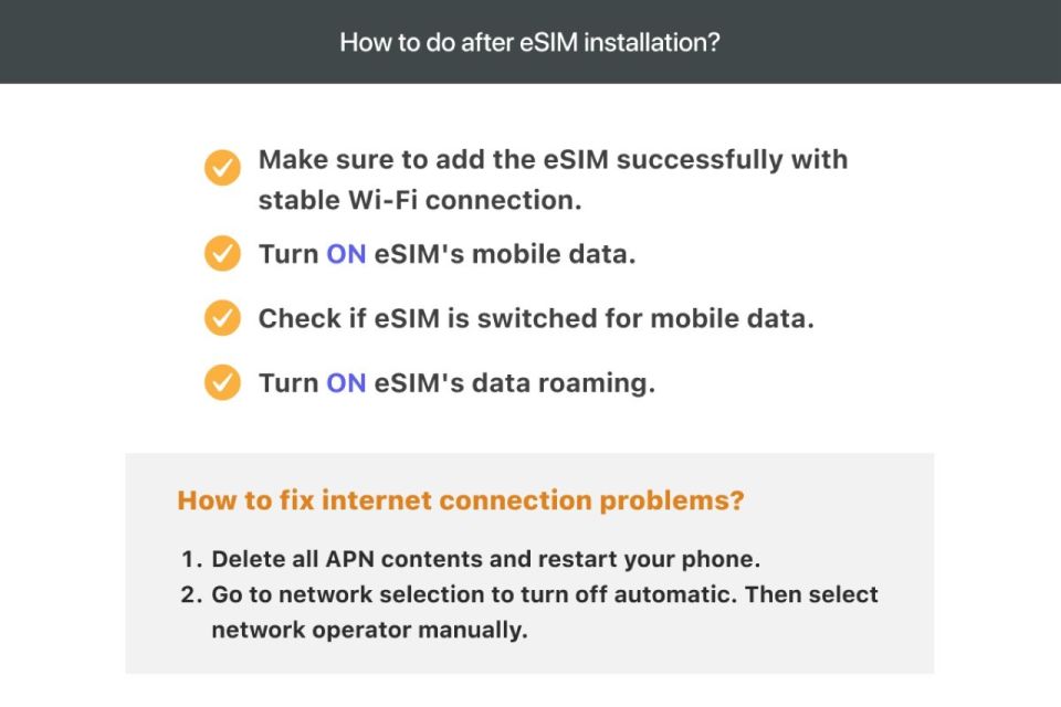 Austria/Europe: Esim Mobile Data Plan - Esim Features Overview