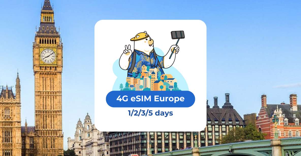 Europe: Esim Mobile Data (33 Countries) - 1/2/3/5/7 Days - Coverage in 33 European Countries