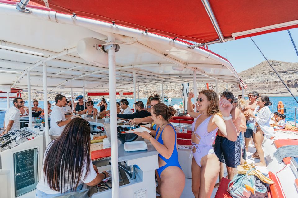 Santorini: Catamaran Tour With BBQ Dinner, Drinks, and Music - Pickup Details