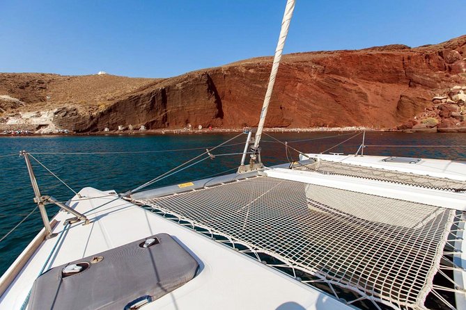 Santorini Half Day Catamaran Private Cruise Incl. Meal, Drinks & Free Transport - Common questions