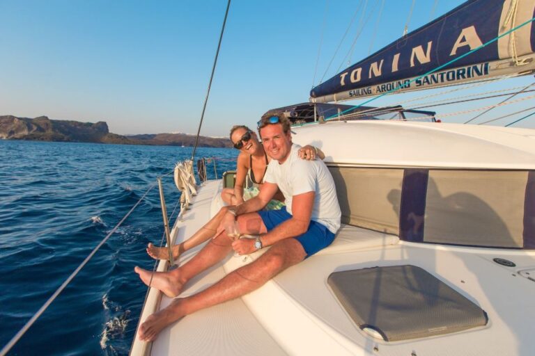 Santorini: Private Catamaran Cruise With Food & Drinks