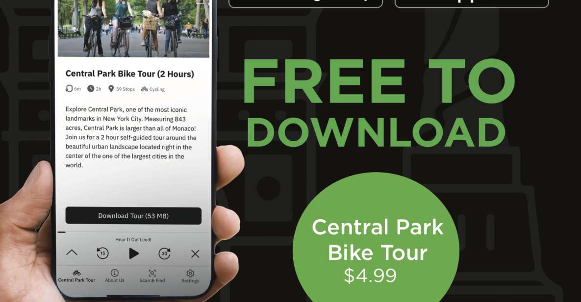 Central Park: Self-guided Bike Tour App - Audio + Written - Features and Accessibility Information