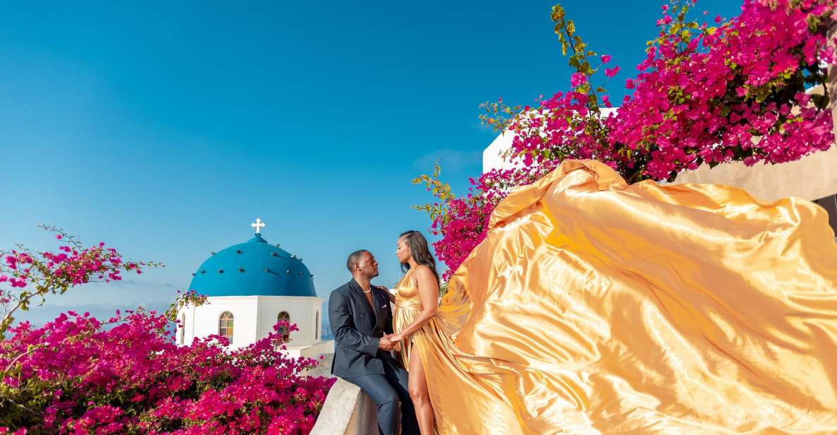 Photoshoot in Santorini With Flying Dress - Capturing Stunning Photos in Santorini