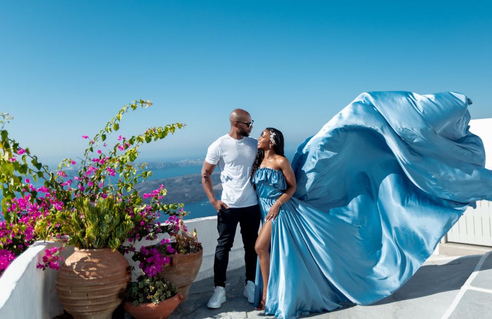 Photoshoot in Santorini With Flying Dress - Meet Your Personal Assistant