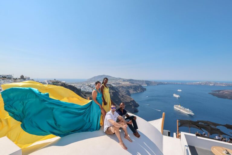 Santorini: Private Flying Dress Photoshoot With Dress Rental