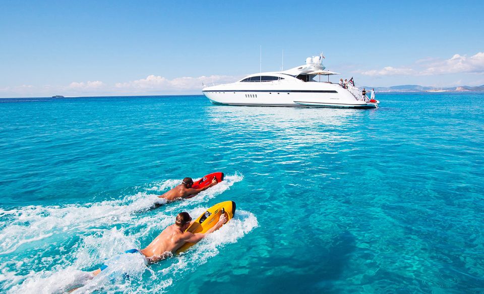 Ibiza: Beach and Cave Boat Tour With Luxury Water Toys - Duration, Languages, and Highlights