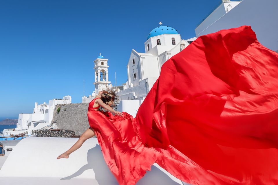 Santorini: Private Flying Dress Photoshoot With Dress Rental - Activity Highlights