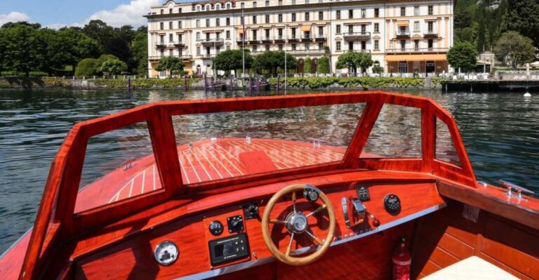 2H Private Tour on Wooden Boat on Lake Como Orrido Di Nesso