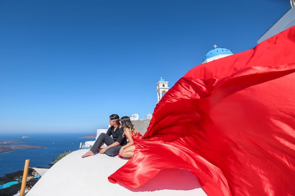Santorini: Private Flying Dress Photoshoot With Dress Rental - Booking Information