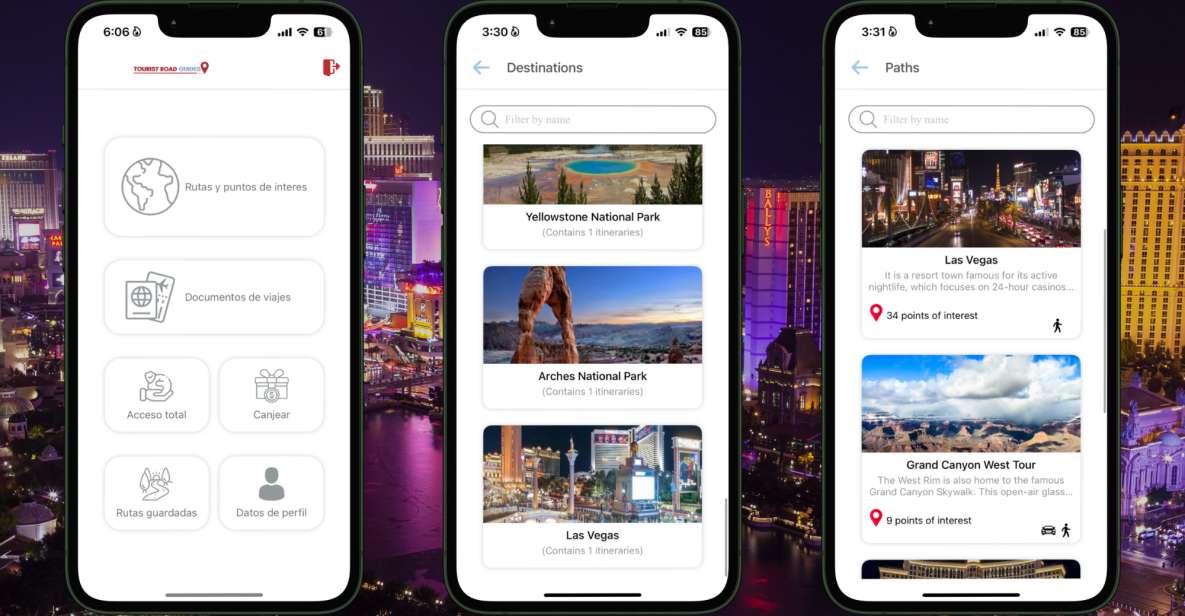 App Self-Guided Road Routes Las Vegas - App Overview