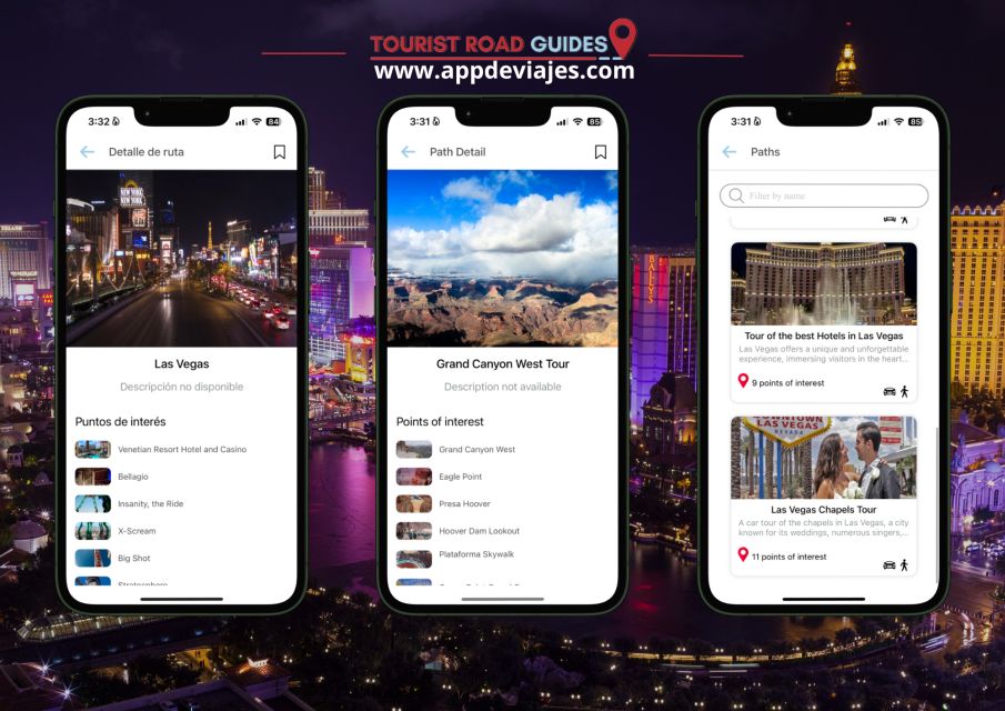 App Self-Guided Road Routes Las Vegas - Route Customization