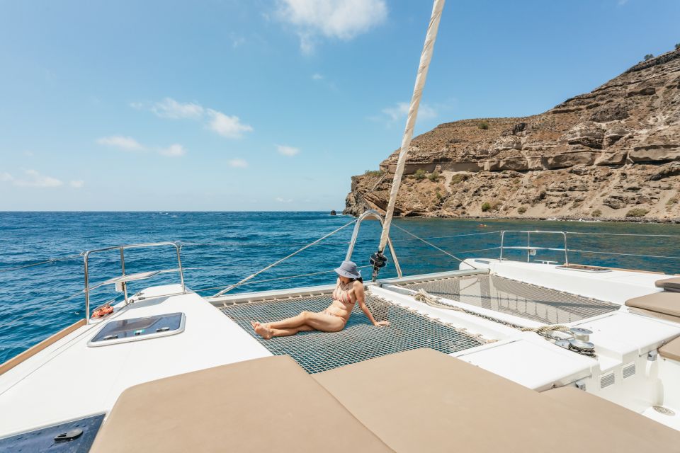 Santorini: Luxury Catamaran Day Trip With Meal and Open Bar - Itinerary