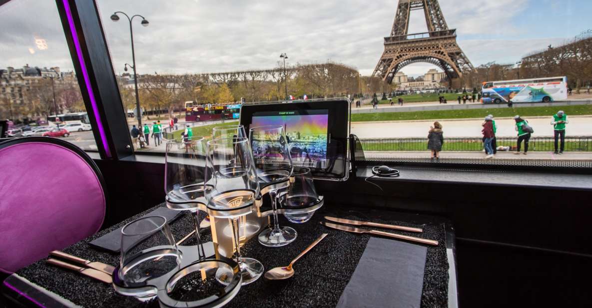 Champs Elysées Bus Toqué Lunch With a Glass of Champagne - Key Points