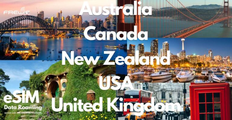 Aust, Canada, NZ, UK, USA Esim : 10gb-15days to 20gb-30days