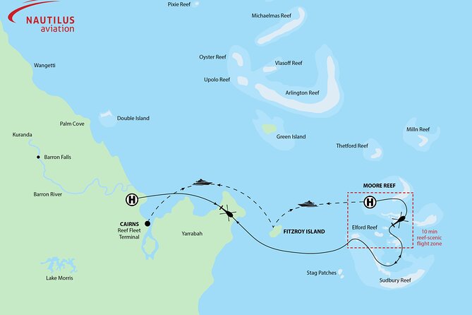 Scenic Helicopter Flight to Moore Reef and Return Snorkeling Cruise From Cairns