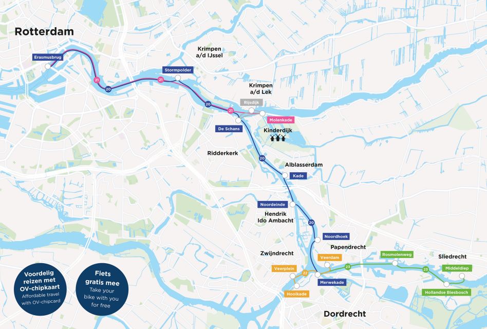 Rotterdam: Waterbus Ticket to Dordrecht And/Or Kinderdijk - Restrictions