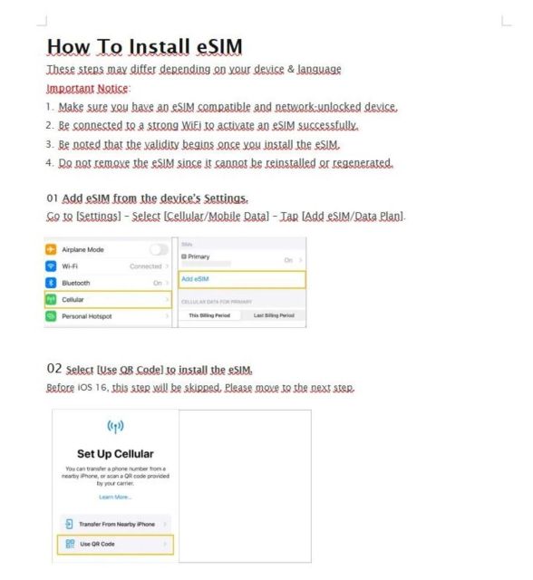 Esim Netherlands Unlimited Data - Important Information