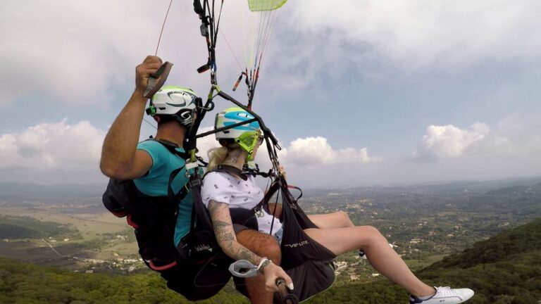 Corfu: Paragliding Tandem Flight Above Pelekas Town