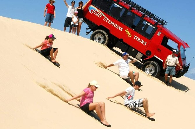 Port Stephens Day Tour With Dolphin Cruise, 4wdtour, Sandboarding - Off-Road Adventure on Birubi Beach