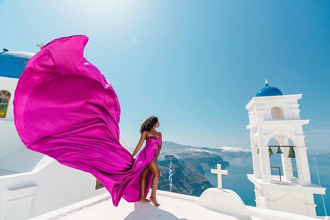 Flying Dress Photoshoot in Santorini With Hotel Pickup - Photography Skills