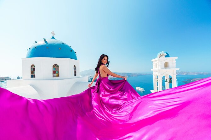 Flying Dress Photoshoot in Santorini With Hotel Pickup - Pricing Details